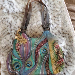 Anuschka Handbag with Peacock Design